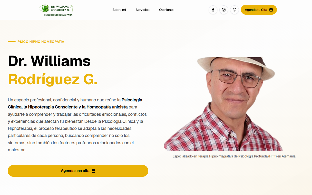 Captura de pantalla del sitio web de Dr. Williams Rodríguez G.